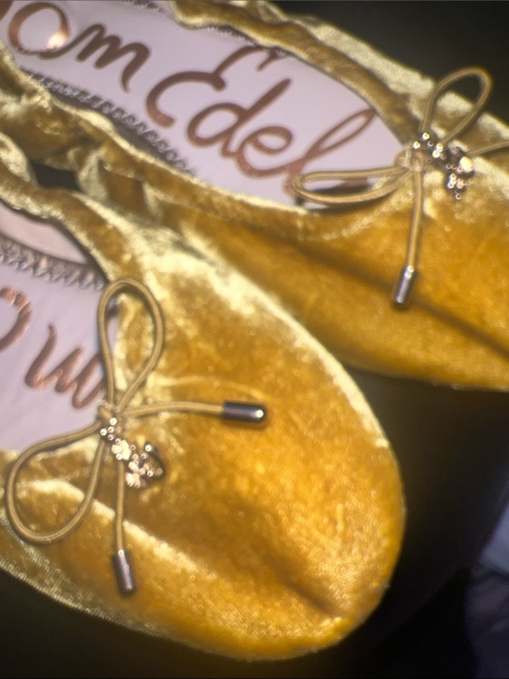 Sam Edelman Olive-Green Velvet Bow Ballet Flats - Picture 5 of 6